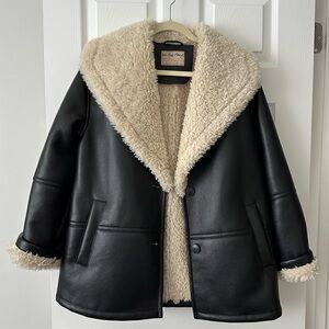 Free People Oversized Faux Leather Sherpa Coat